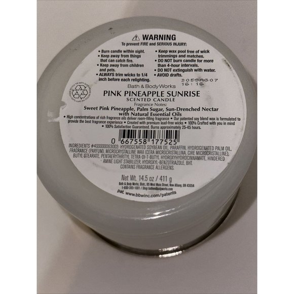 PINK PINEAPPLE SUNRISE Large 3 Wick Candle 14.5 oz Bath & Body Works 2023 Lot 2 - Picture 12 of 16